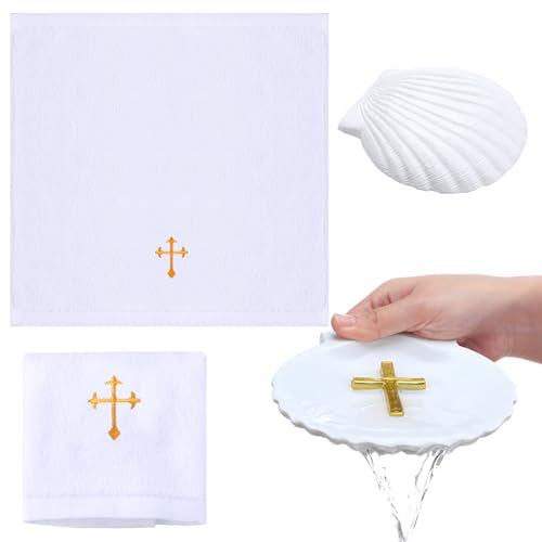 SmoothNovelty Tauftuch mit Taufmuschel Set beinhaltet Tauftuch Tauftuch mit Stickerei Kreuz Muschel Taufschale Taufgeschenke für Taufe Aktivität Party SmoothNovelty Tauftuch mit Taufmuschel Set beinhaltet Tauftuch Tauftuch mit Stickerei Kreuz Muschel Taufschale Taufgeschenke für Taufe Aktivität Party von SmoothNovelty