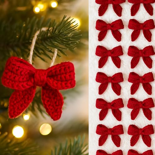 SmoothNovelty Weihnachtsbaum-Schleifen, Ornament-Dekorationen, rote Schleife, hängende Ornamente für Kranz, Baumspitze, Ornamente, Zuhause, Treppenhaus, Kamin-Girlande, Dekoration (Häkeln, klassisch SmoothNovelty Weihnachtsbaum-Schleifen, Ornament-Dekorationen, rote Schleife, hängende Ornamente für Kranz, Baumspitze, Ornamente, Zuhause, Treppenhaus, Kamin-Girlande, Dekoration (Häkeln, klassisch von SmoothNovelty