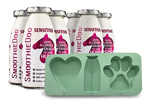 SmoothieDog Eisform für Hundeeis + 6er Pack Sensitivo mit Pferd je 250ml Hundesmoothie - hypoallergen, hypoallergenes Hundefutter, Hundeeis selbermachen, BPA-frei von SmoothieDog