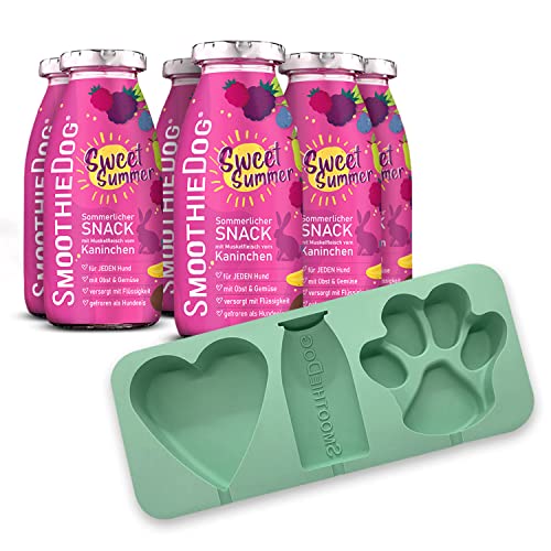 SmoothieDog Eisform + Summer Edition 6er Pack mit Kaninchen - Hundesmoothie 250ml - hochwertige Zutaten, Hundeeis selber machen, ohne Zucker von SmoothieDog