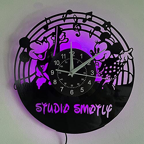 Smotly Anime-Mickey-Minnie-Thema LED Wanduhr - 7 Farben, Nachtlicht, Retro-Design, Einzigartige Handgefertigte Geschenke, Digitale Dekoration für Zuhause (Mehrfarbig) von Smotly