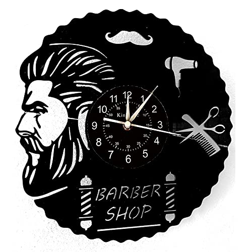 Smotly Vinyl Wanduhr, Barbershop Muster Vintage Wanduhr, Ideale Home Wall Decor Wanduhr Geschenk von Smotly