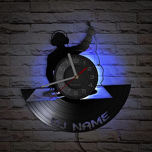 Smotly Vinyl-Wanduhr, DJ-Musik-Design, Wanduhr mit LED-Nachtlicht, Retro-DJ-Wanduhr ist ein dekoratives Wandgeschenk. (mit Licht/Geschenk: Haken + Geschenktasche) von Smotly