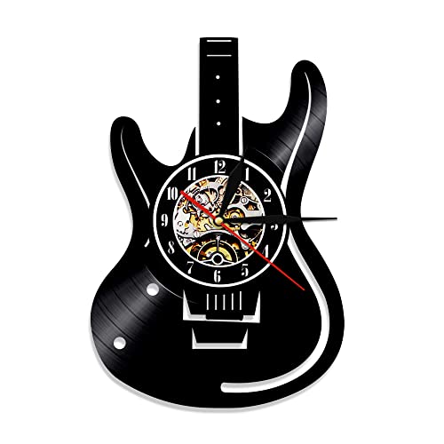 Smotly Vinyl Wanduhr, Gitarre Instrument Muster Wanduhr, Musik Liebhaber Home Decor Wanduhr Geschenk von Smotly