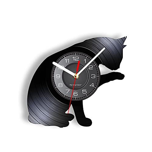 Smotly Vinyl Wanduhr, Haustier Katze Digital Wanduhr, Wanduhr Geschenk für Tierliebhaber Wanddekoration von Smotly