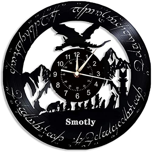 Smotly Vinyl-Wanduhr, Herr der Ringe Themen-Wanduhr Bunte künstlerische Kreativität, handgemachte Cartoon-Heimdekoration Digitale Wanduhr Geschenk (Geschenkhaken) (Schwarz) von Smotly