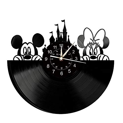 Smotly Vinyl Wanduhr, Mickey und Minnie Maus Thema Wanddekoration große Uhren, Mickey und Minnie Liebhaber Hauptdekoration Geschenke,B von Smotly