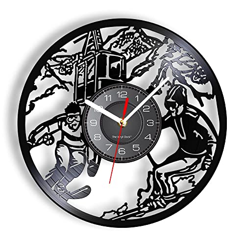 Smotly Vinyl-Wanduhr, Outdoor-Ski-Sport-Design, Wanduhr, Geschenk für Lieblings-Skifahrer. von Smotly