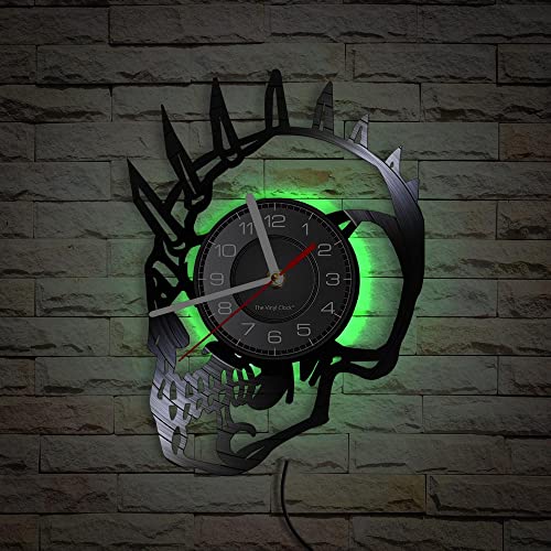 Smotly Vinyl Wanduhr Totenkopf Muster Form Digital Wanduhr mit LED Nachtlicht Funktion Wanduhr Geschenk für Wanddekoration von Smotly