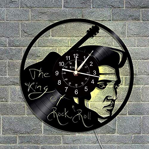 Smotly Vinyl Wanduhr, große Wanduhr mit dem Thema Elvis Presley, der König von Musik und Rock, kreativ handgefertigte Wanduhr Geschenk,A von Smotly