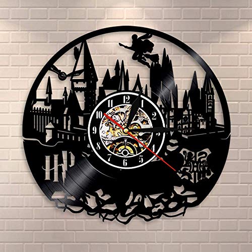 Smotly Vinyl Wanduhr, kreativ Retro Harry Potter Design Wanddekoration große Uhr, handgemachte Wanduhr Geschenk,A von Smotly