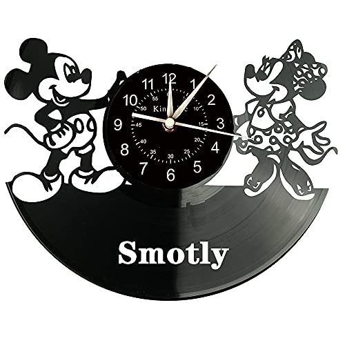 Smotly Vinyl-Wanduhr, stille Wanduhr mit Mickey-Mouse-Tiermuster-Thema, künstlerisch kreative Kinderheimdekoration Digitale Wanduhr. (Geschenkhaken) von Smotly