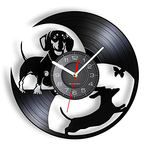 Smotly Vinyl-Wanduhr，fröhliches Hunde-Design Moderne Wanduhr, ist EIN leises Wanduhr-Geschenk für die Heimdekoration. (ohne Licht) von Smotly