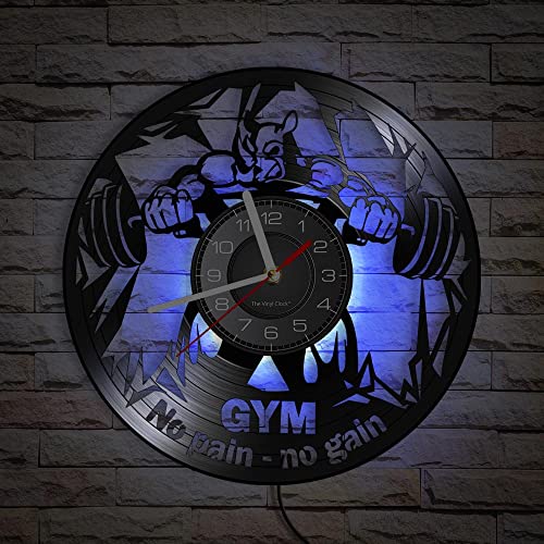 Smotly Vinyl Wanduhr Gym Stil Wanduhr mit Nachtlichtfunktion, eine Wanduhr Geschenk für Fitness Enthusiasten. von Smotly