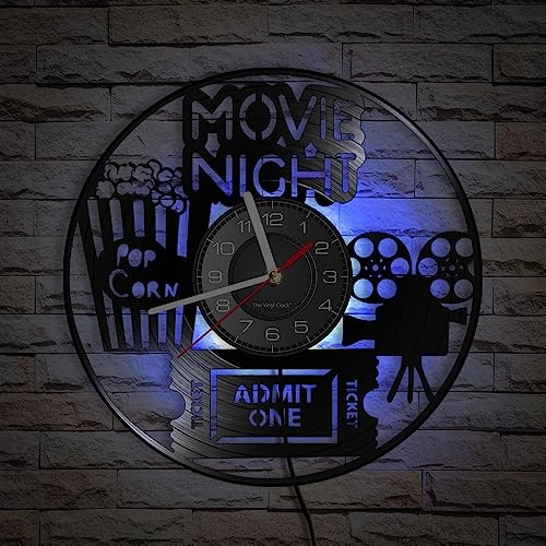 Smotly Vinyl Wanduhr Kunst Uhr für Kino Paket mit 7 Ton Licht eine Wanduhr Geschenk für Filmbegeisterte von Smotly