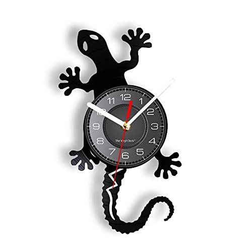 Smotly Vinyl Wanduhr Tier Gecko Form Analog Uhr Wanddekoration Wanduhr Geschenk von Smotly