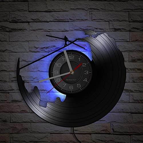 Smotly Vinyl-Wanduhr, Wanduhr, Stahldraht, Wanduhr, mit LED-Nachtlicht, Aktivitäts-Wanduhr, Geschenk mit Licht/Geschenk: Haken + Geschenktasche) von Smotly