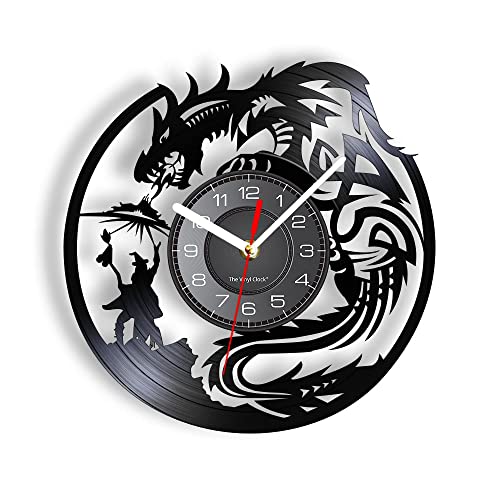 Smotly Wanduhr aus Vinyl mit fliegendem Drachen im Himmel, Cartoon-Design, einzigartige Geschenkidee von Smotly