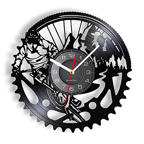 Smotly Vinyl Wanduhr Dirt Bike Race Muster Thema Wanduhr Geschenk für Outdoor Radfahren Enthusiasten von Smotly