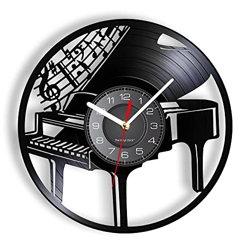 Vinyl Wanduhr, Klavier geschnitzte Wanduhr, Wanduhr Geschenk für Klaviermusikliebhaber. von Smotly