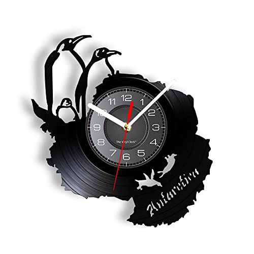 Vinyl-Wanduhr, digitale Wanduhr mit Antarktis-Pinguin-Thema, ein Wanduhr-Geschenk, das eine umweltfreundliche Heimdekoration fördert. von Smotly