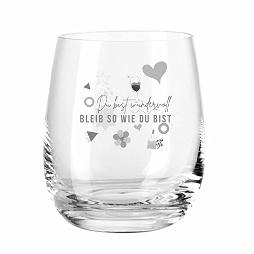 Leonardo Wasserglas mit Gravur - Spruch "Du bist wundervoll, bleib so wie du bist!" I Spülmaschinenfest I Beste Freunde & Freundin von Smyla