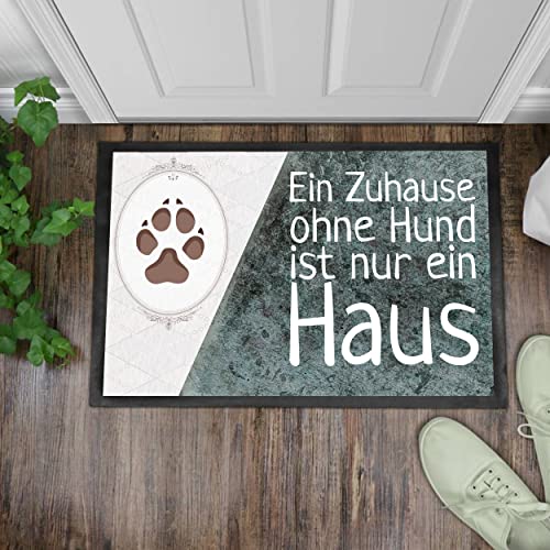 Personalisierte Foto-Fußmatte mit Spruch Bedruckt | EIN Zuhause ohne Hund ist nur EIN Haus | Geschenkidee zum Einzug, Für Freunde, Dankeschön | 60X40cm von Smyla