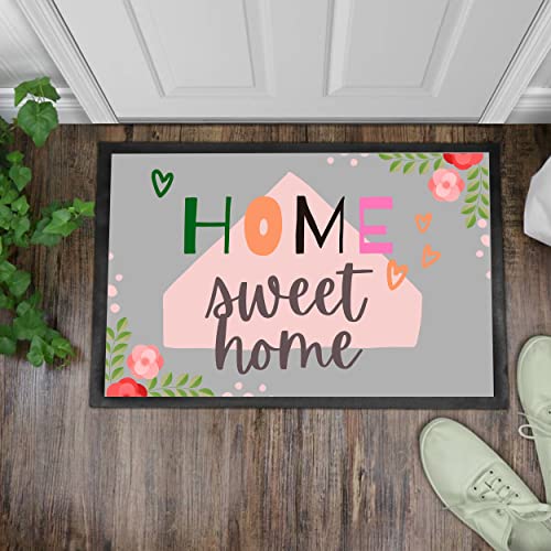 Personalisierte Foto-Fußmatte mit Spruch Bedruckt | Home Sweet Home | Geschenkidee zum Einzug, Für Freunde, Dankeschön | 60X40cm von Smyla