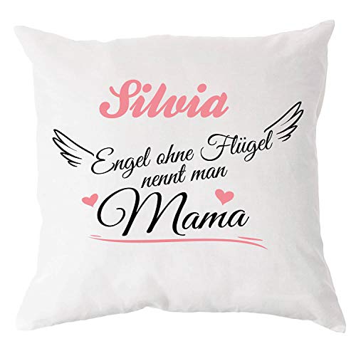 Personalisiertes Foto-Kissen für Mama mit Wunsch-Namen | Engel ohne Flügel | Deko-Kissen Sofa-Kissen, Zierkissen mit Füllung | Sofa Bett Überwurf von Smyla