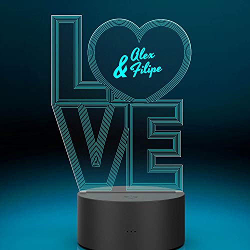 Personalisiertes LED Deko-Licht - Love | LED-Leuchte mit Wunsch-Namen | LED-Lampe mit Gravur | Geschenk-Idee Partner Männer Frauen von Smyla