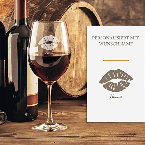 Personalisiertes Leonardo Weinglas mit Gravur (Kuss) | Originelles Geburtstagsgeschenk für Männer & Frauen - Geeignet als Rotweinglas Weißweinglas - Geschenkidee von Smyla