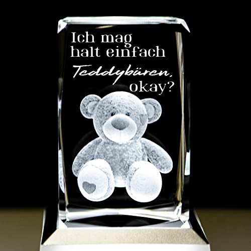 Smyla 3D LED-Glas mit Gravur KUSCHELBÄR I Geschenk für den Partner zum Jahrestag, Valentinstag, Weihnachten von Smyla
