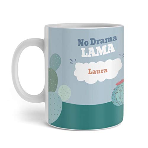 Smyla Foto-Tasse No Drama Lama | Personalisierte Fototasse mit Wunsch-Namen | Geschenk Kaffeetasse selbst gestalten |Qualitätskeramik Geschenk-Idee von Smyla