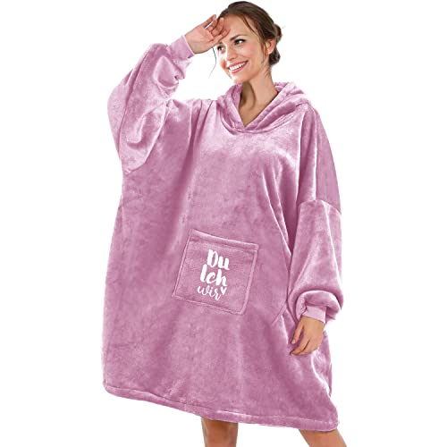 Smyla Personalisierte Kuschel-Hoodie-Decke mit Kapuze - Du ich wir - Weiches Material, Umweltfreundlich, Einheitsgröße, mit Geschenkverpackung, Pflegeleicht von Smyla