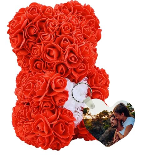 Smyla Personalisierter Rosen Bär mit Foto - Künstlicher Blumenbär Geschenkset mit Nachricht auf, Rose für Paare, Valentinstag, Jahrestag von Smyla