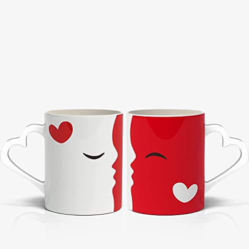 Partner-Tassen 2er Set | Küssende Tassen | Ich Liebe Dich Geschenk für Freundin Freund Paare Pärchen | Kaffee Tee Valentinstag von Smyla