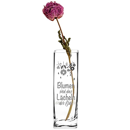 Smyla Vase zum Muttertag mit Gravur | Blumen sind das Lächeln der Erde | Leonardo Unikat mit Motiv | Blumenvase Deko für Schnittblumen von Smyla