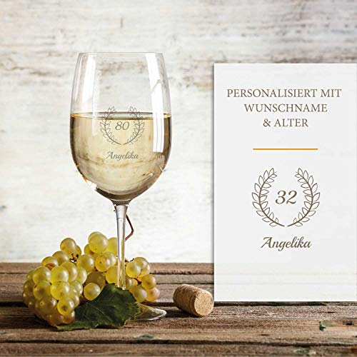 Personalisiertes Leonardo Weinglas mit Gravur (Geburtstag) | Originelles Geburtstagsgeschenk für Männer & Frauen - Geeignet als Rotweinglas Weißweinglas - Geschenkidee von Smyla
