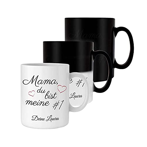 Smyla Personalisierte Zauber-Tasse für Mama | Wechselt die Farbe | Personalisierte Fototasse mit Wunsch-Namen | Geschenk Kaffeetasse selbst gestalten | Qualitätskeramik Geschenk-Idee von Smyla