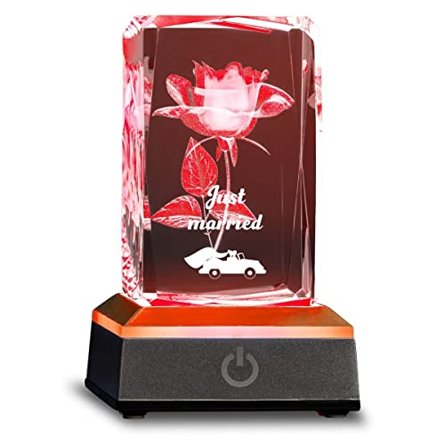 Smyla Verschiedene 3D LED-Glas Motive mit Gravur I Beziehungs-Geschenk für den Partner I personalisierte Kristall-Lampe mit I LED-Glas für Mann & Frau zum Jahrestag, Weihnachten, Hochzeitstag von Smyla