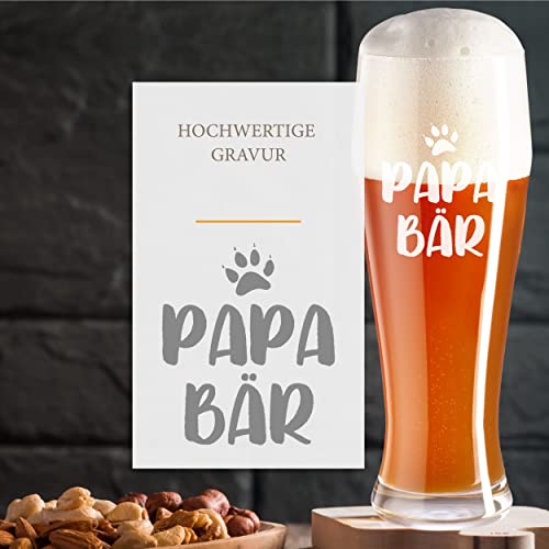 Smyla Personalisiertes Weizenglas mit Gravur | Papabär | Geschenk für Papa ideal als Vatertagsgeschenk 0,5l Bierglas Weizenbierglas als Geburtstagsgeschenk für Männer von Smyla