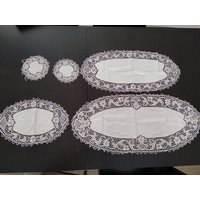 Satz Von 5 Vintage Handgemachte Hemstitched Leinen Muster Und Doilies.handmade Edges.antique Weiß Linens.gift Muttertag von SnGHandmadeStudio
