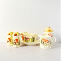 Vintage Marks & Rosenfeld Country Farm Village Servierset Salz Und Pfeffer Sauciere Sahne Und Zucker von SnailSnailVintage