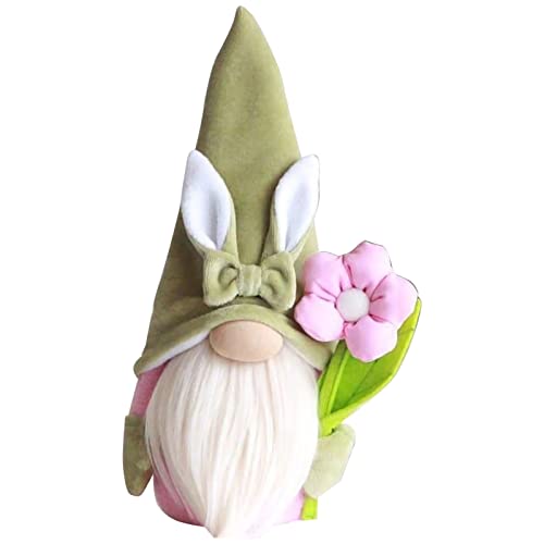 Snakell Ostern Deko Plüsch Osterhasen Zwerg Puppen Figuren Handgemachte Frühling Blumen Osterdekoration Tischdekoration Ostern Festliche Geschenk Zubehör für Home Küche Deko von Snakell