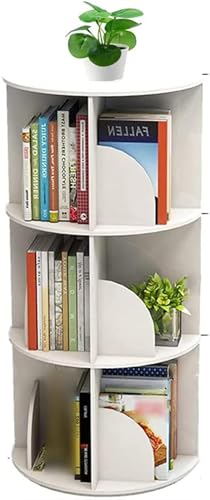 3 4-stufiges, um 360 Grad drehbares weißes Bücherregal, stapelbare Regale, Bücherregal-Organizer, Lagerregal, Standregale, für das Wohnzimmer im Home Office, von SnamicE