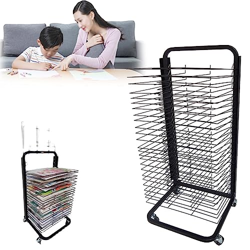 Art Drying Rack, Shelf Mobile Cart for Painting Crafts Artwork Canvas Storage, Stackable Metal Art Rack for Classroom, Art Club, 25 Shelves, von SnamicE
