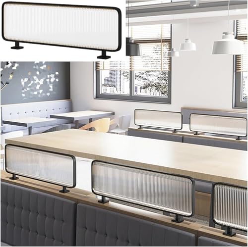 Freistehender Glas-Restaurant-Trennwand-Sichtschutz für Büro-Restaurant-Desktop-Essbereich Eisen-Trennwand Gestreiftes Glas-Design Sichtschutz,Schwarz-60x100cm/23.62x39.3,Black-60x100cm/23.62x39.37in von SnamicE