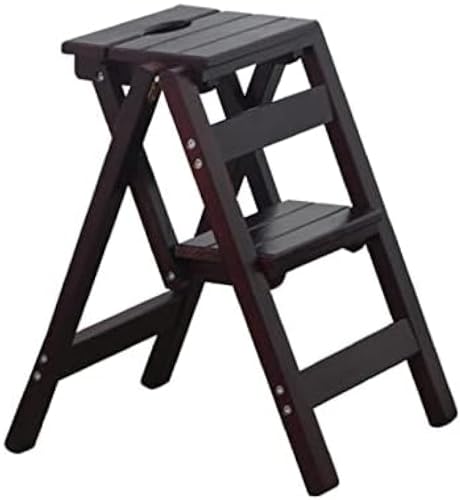 Hölzerner 2-Stufen-Trittleiterhocker, multifunktionale Bibliotheksstufen, Bücherregal, Ausstellungsregale, Leitern, Stühle, Schuhbänke, Blumenregale für den Küchen,Black von SnamicE