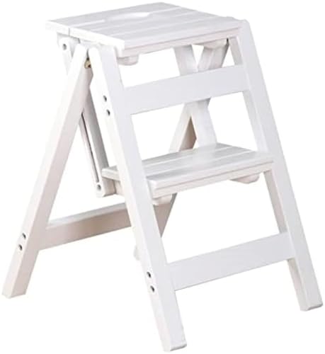 Hölzerner 2-Stufen-Trittleiterhocker, multifunktionale Bibliotheksstufen, Bücherregal, Ausstellungsregale, Leitern, Stühle, Schuhbänke, Blumenregale für den Küchen,White von SnamicE