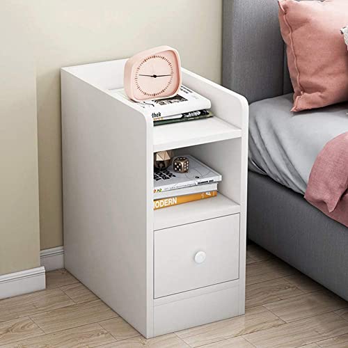 Nachttisch, modern, schmal, 20 cm, Mini-Aufbewahrungsschrank aus Holz mit Schubladenregalen für Schlafzimmer, Wohnzimmermöbel, Holzfarbe, Einzelschublade, Weiß-EIN,White-Single Drawer Nachttisch, modern, schmal, 20 cm, Mini-Aufbewahrungsschrank aus Holz mit Schubladenregalen für Schlafzimmer, Wohnzimmermöbel, Holzfarbe, Einzelschublade, Weiß-EIN,White-Single Drawer von SnamicE